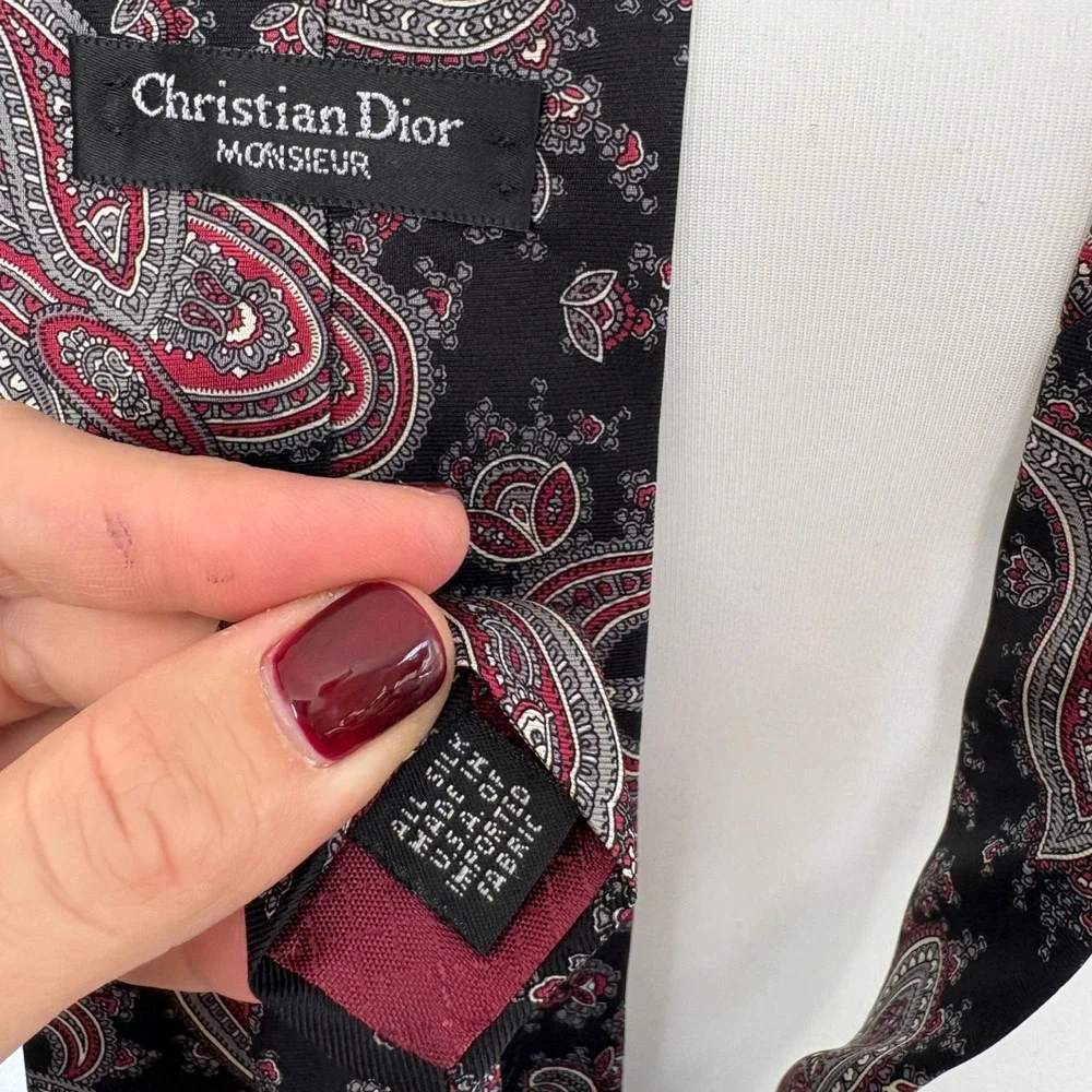 VTG Christian Dior Monsieur Paisley Silk‎ Tie Town & Country Prep Old Money